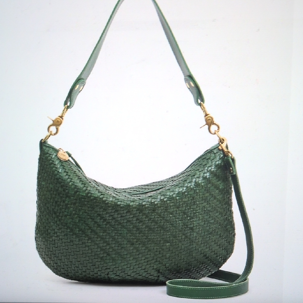 Elegant Green Woven Shoulder Bag